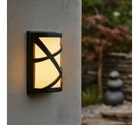 Arum LIGHTING - Applique Murale Extérieure OSAKA Noire, Luminaire de Façade Moderne, Culot E27, Diffuseur Anti-UV, Étanche IP44, Design Élégant pour Terrasse et Jardin (Sans Ampoule)