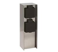 ARUM LIGHTING - Borne Électrique de Jardin CENAC Acier Inox, 2 Prises Françaises, Étanche IP44, H23cm, Multiprise Extérieure pour Barbecue, Tondeuse, Luminaire, Max 3680W