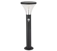 Arum LIGHTING - Borne Solaire Extérieure BENIDORM 600 Lm (Eq. 60W), Détecteur de Mouvement, 3 Modes, Acier Inoxydable Noir, Blanc Chaud, Fixation Sol ou Piquet, IP44, H50cm