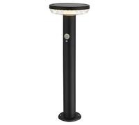 Arum LIGHTING - Borne Solaire Extérieure MIRAMAR 600 Lm (Eq. 60W), Détecteur de Mouvement, 3 Modes, Fonte d'Aluminium Noir, Blanc Chaud, Fixation Sol ou Piquet, IP44, H50cm