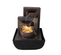 ARUM Lighting - Fontaine d'Intérieur AGARTHA, Cascade d'eau 3 Jarres en Résine, Éclairage LED Blanc Chaud, Pompe Réglable, Décoration Zen et Relaxante pour Salon et Bureau (H 17 cm)