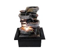 ARUM Lighting - Fontaine d'Intérieur de Table ROCKFLOW, Cascade d'eau sur Roches en Résine, Éclairage LED Blanc Chaud, Pompe Réglable Incluse, Décoration Zen Salon et Bureau (H 26 cm)