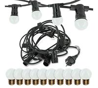 Arum LIGHTING - Guirlande Guinguette Pro 10m, 10 Ampoules LED E27 1W Blanc Chaud Incluses, Interconnectable, Étanche IP65, Robuste, Éclairage Terrasse, Mariage, Jardin et Pergola, Prise 220V