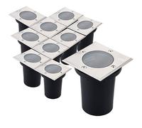 Arum LIGHTING - Lot de 10 Spots Encastrables de Sol CANYON Carré, Collerette INOX 304 et Fonte d'Aluminium, Culot GU10, Étanche IP67, Éclairage Balisage Terrasse (Sans Ampoule)