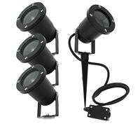 Arum LIGHTING - Lot de 4 Spots Piquets Extérieur GABIN, Orientables pour Jardin, Culot GU10 (Max 35W), Étanche IP65, Fonte d'Aluminium Noir, Câble 120cm et Boîte de Jonction Inclus