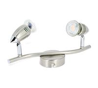 Arum LIGHTING - Plafonnier 2 Spots Orientables COLUMBUS - Luminaire Double en Aluminium Brossé - Support de Plafond Design Moderne - Culot GU10 (Ampoules interchangeables) - Idéal Couloir et Cuisine