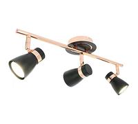 Arum LIGHTING - Plafonnier Design HAMPTON - Rampe de 3 Spots Orientables - Noir Mat et Or Rose (Cuivre) - Culot GU10 (Ampoules non fournies) - Luminaire Intérieur pour Salon, Cuisine ou Chambre