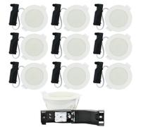 Arum Lot de 10 Spots LED Encastrables ASTI 7W (Eq. 60W) - Dimmable & CCT (3 Couleurs : Blanc Chaud/Neutre/Froid) - Étanche IP54 pour Salle de Bain & Cuisine - Perçage 70mm - Extra Plat & Blanc (220V)