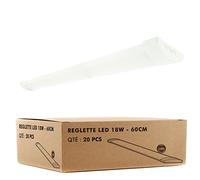 Arum Lot de 20 Réglette LED Extra-plate LINE 60 cm - 16W Blanc Naturel 4000K IP40 Intérieur. Tube LED T8 Intégré