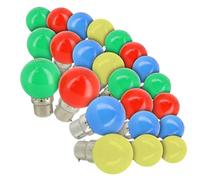 Arum Lot de 24 Ampoules B22 1W LED Equivalence 20W Incassable panaché 4 Couleurs Guirlande Fête Guinguette Jaune Rouge Vert Bleu (4 couleurs x3)