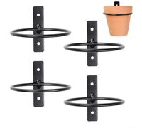 AruMinna Lot de 4 anneaux muraux en métal pour pot de fleurs, noir, tailles de 10,2 cm, 15,2 cm, 15,2 cm, 20,3 cm, idéal pour jardin, balcon, cour et décoration d'intérieur (15,2 cm)