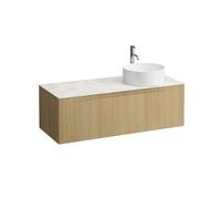 Arun 1200 1t avec découpe à dte plan botticino crema percé 1t chêne clair - LAUFEN H4171271512501