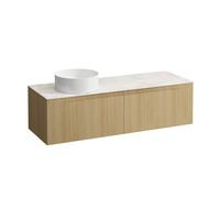 Arun meuble 1400 2t avec découpe à gche plan botticino crema special colour - LAUFEN H4171321519901