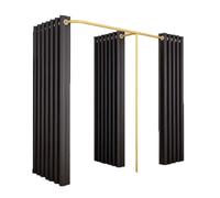ARUNASO Portable Double vestiaire, Magasin de vêtements, cabines d'essayage, séparateur avec 3 Rideaux occultants en Forme de F, Envoyer Un Crochet Cabine essayage(Svart,1.9 * 0.9 * 2m)