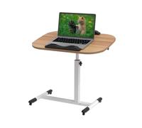 ARunThLana 60x40cm Bureau d'Ordinateur Portable avec Bandes Antidérapantes, réglable en Hauteur 61-95cm, avec roulettes, Table d'appoint Angle réglable, pour Chambre, canapé,Bois