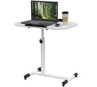 ARunThLana 60x40cm Bureau d'Ordinateur Portable avec Bandes Antidérapantes, réglable en Hauteur 61-95cm, avec roulettes, Table d'appoint Angle réglable, pour Chambre, canapé,Blanc