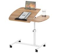 ARunThLana 60X40CM D'ordinateur de Bureau à Réglage, Portable avec Fente et Porte-Gobelet, réglable en Hauteur 61-96cm, avec roulettes, Table d'appoint Angle réglable, pour Chambre, canapé