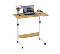ARunThLana 80x40cm Bureau, Table d'ordinateur, Bois, réglable en Hauteur 61-96cm, avec roulettes, Table d'appoint Angle réglable, pour Chambre, canapé,Bois