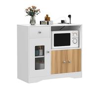 ARunThLana Buffet Cuisine, Meuble de Rangement, Vaisseliers, Commode avec 3 Portes 1 tiroir, pour Cuisine, Salle à Manger, Salon, 83x40x80cm, Blanc & Couleur Bois
