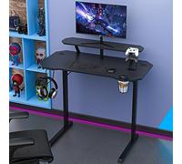 ARunThLana Bureau Gaming 100x55cm, Bureau Gamer Informatique Ergonomique, Gaming Desk avec Porte-Gobelet, Gaming Desk Table de Jeu Ergonomique et Crochet pour Casque