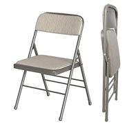 ARunThLana Lot de 1 Chaise Pliante, Chaises de Salle à Manger en Tissu, Cadre en métal, avec Dossier, 45x48x78cm, pour Salon, Bureau, Salle à Manger, Gris