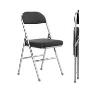 ARunThLana Lot de 2 Chaise Pliante, Chaises de Salle à Manger en PU, Cadre en métal, avec Dossier, 46x41x80.3cm, pour Salon, Bureau, Salle à Manger, Noir