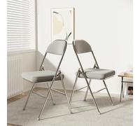 ARunThLana Lot de 2 Chaise Pliante Confortable,Chaises Pliantes en Cuir de Cuisine avec Coussin épais Les chaises, Cadre en métal, avec Dossier, pour Salon, Bureau, Salle à Manger, Gris