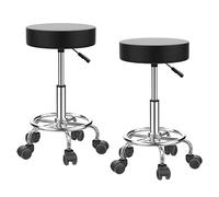ARunThLana Lot de 2 Tabouret de Bureau, Tabouret Roulant pivotant 360°, avec roulettes, Hauteur Réglable 48-65 cm, pour Salon de Massage, Bureau, Clinique, 35x35cm, Noir