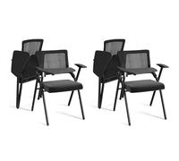 ARunThLana Lot de 4 Chaise Pliante,Tissu Chaise de Salle à Manger Pliante avec Plateau Chaises Pliantes Confortable avec Dossier, pour Salon, Bureau, Salle à Manger,Noir