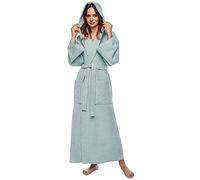 Peignoir pour femmes avec capuche, extra long, 100% coton éponge, taille : XXL (extra long), couleur : vert clair
