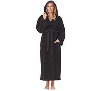 Peignoir pour femmes avec capuche, extra long, 100% coton éponge, taille : XL (extra long), couleur : noir