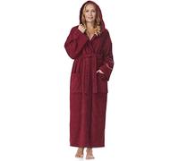 Peignoir pour femmes avec capuche, extra long, 100% coton éponge, taille : XXL (extra long), couleur : bordeaux