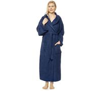 Peignoir pour femmes avec capuche, extra long, 100% coton éponge, taille : XL (extra long), couleur : bleu marine