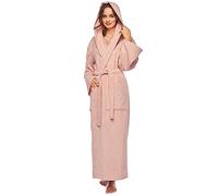 Peignoir pour femmes avec capuche, extra long, 100% coton éponge, taille : XXL (extra long), couleur : rose poudré