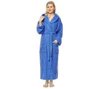 Peignoir pour femmes avec capuche, extra long, 100% coton éponge, taille : M (extra long), couleur : bleu roi