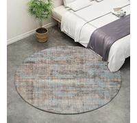 Arvella Rug Tapis de salon rond à poils courts - Facile d'entretien - Lavable - Antidérapant - Pour chambre à coucher - Moderne - Bleu - Ø90 cm