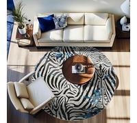 Arvella Rug Tapis de salon rond à poils courts - Facile d'entretien - Lavable et antidérapant - Doux - Motif abstrait bleu - Ø90 cm
