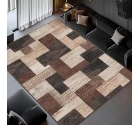 Arvella Rug Tapis Lavable Salon Chambre Salle à Manger, Antidérapant Doux à Poils Ras pour Cuisine, Terrasse et Espace Intérieur Modern Geometric Beige 80x160cm