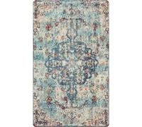 Arvella Rug Tapis Lavable Salon Chambre Salle à Manger, Antidérapant Doux à Poils Ras pour Cuisine, Terrasse et Espace Intérieur Bleu Traditionnel Vintage 80x160cm