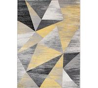 Arvella Rug Tapis Lavable Salon Chambre Salle à Manger, Antidérapant Doux à Poils Ras pour Cuisine, Terrasse et Espace Intérieur Géométrie Moderne 80x160cm