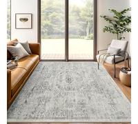 Arvella Rug Tapis Lavable Salon Chambre Salle à Manger, Antidérapant Doux à Poils Ras pour Cuisine, Terrasse et Espace Intérieur Gris Moderne Et Traditionnel 80x160cm