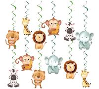 ARWIG 24 Décorations Suspendues Safari Animaux Jungle pour Anniversaire Enfant, Fête Jungle, Baby Shower