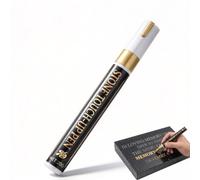 ARWIG Stylo marqueur doré pour pierre tombale, retouche lettrage funéraire | Corps barillet métallique, encre permanente surface, revêtement tout temps, granit marbre béton, outil inscription mémoriale