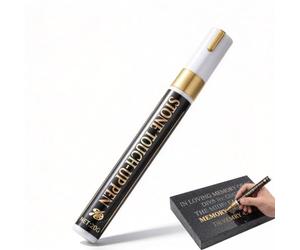 ARWIG Stylo marqueur doré pour pierre tombale, retouche lettrage funéraire | Corps barillet métallique, encre permanente surface, revêtement tout temps, granit marbre béton, outil inscription mémoriale