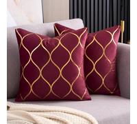 Arwllzz Housse de Coussin Velours Moderne Géométrique Oreiller Decoratif | Canapé Dore Bordeaux Housse Coussin 45×45 Bohème Cushion Cover Decoration pour Noël Chambre Salon Maison Lot de 2