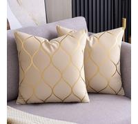 Arwllzz Housse de Coussin Velours Moderne Géométrique Oreiller Decoratif | Canapé Dore Crème Housse Coussin 50×50 Bohème Cushion Cover Decoration pour Lit Chambre Salon Maison Jardin Lot de 2