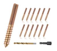 Arwnnklo Lot de 12 boulons de suspension de 5/16 à 18 x 3,8 cm | Boulons à double tête, chevilles à bois, équipées d'un tournevis et d'un foret, pour connecter toutes sortes de