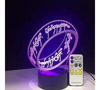 ARXYD 3D Lampe Illusion Optique Led Veilleuse Seigneur Des Anneaux Optiques Illusions Lampe De Nuit 7 Couleurs Tactile Lampe De Chevet Chambre Table Art Déco Enfant