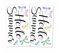 ARYIMYDP 14 Autocollants Fenêtre Été Libellule, stickers électrostatiques sans colle Hello Summer, décorations vitre colorées double face pour salon, cuisine, chambre, porte vitrée, déco été, set