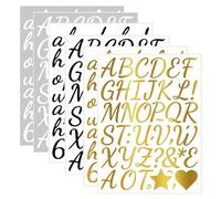 ARYIMYDP 18 feuilles stickers lettres or noir blanc, autocollants alphabet vinyle 1 pouce, chiffres symboles adhésifs pour cartes, scrapbooking, boîte cadeau, pour cartes DIY, pour déco fête maison